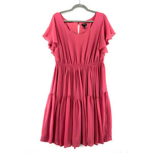 Torrid Rose Pink Ruffle Chiffon Skater Dress Sz 1X